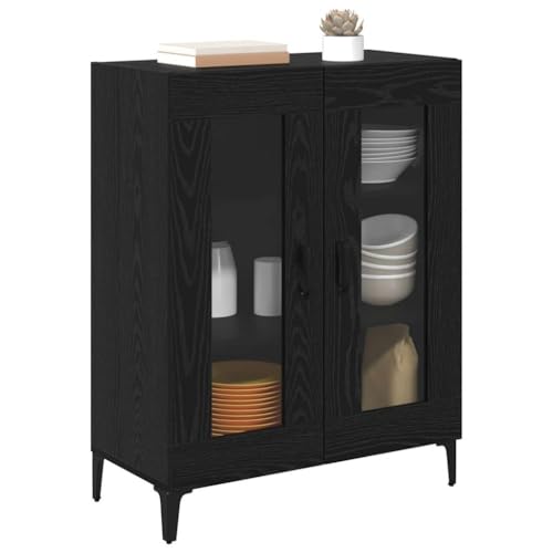 vidaXL Vitrina Roble Negro 69,5 x 34 x 90 cm, Aparador para Sala, Rectangular, Moderno, con Gran Espacio, Funcional, Armario de Madera