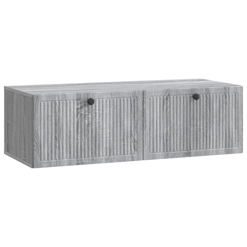 mtlskopl Meuble TV bas suspendu - Meuble TV mural - 98 x 41 x 30 cm - En bois Sonoma gris - Design flottant - Avec 2 portes - Pour le salon