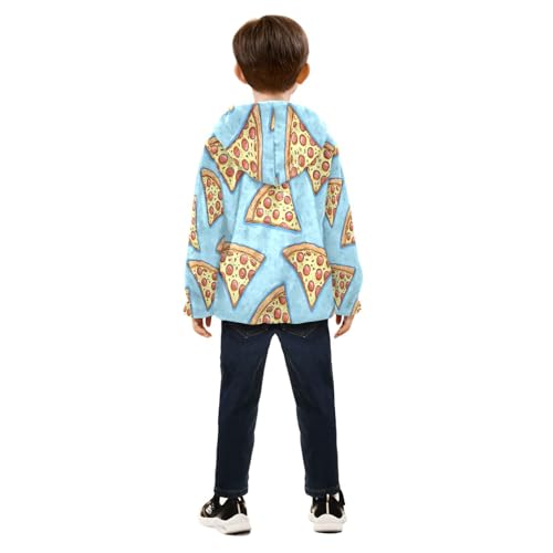 Pizza Slice Blue Background Toddler Fleece Jacket Girl Boys Hooded Fleece Jacket Coat Warm Outwear Zip-up 3-10T4