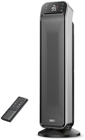Dreo Space Heater Indoor, 25" 11.5ft/s Fast Portable Room Heater with Remote and Thermostat, 3 Modes, Overheating & Tip-Over Protection, Electric Heaters for Indoor Use Large Room, Bedroom, Silver