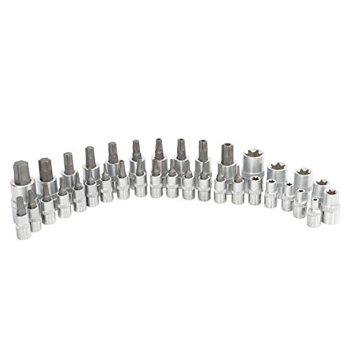 Oemtools 25951 35 Piece 1/4”, 3/8” And 1/2” Drive Star Bit Set, E12 Socket, E10 Socket, T25 Bit, T20 Bit, T30 Socket, T27 Socket, 3/8 Socket Organizer #TOP8