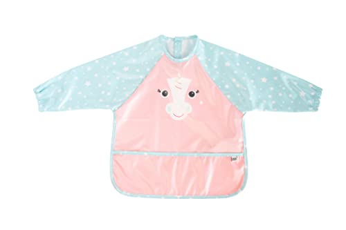 Zoocchini Baby-Mädchen Allie L’unicorno Lätzchen mit Langen Ärmeln, Rosa, One Size