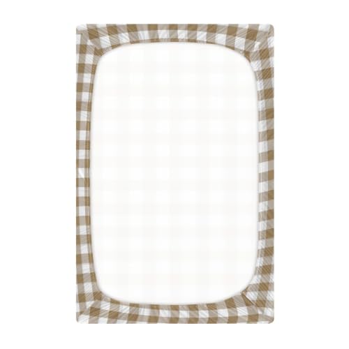 Image of Crib Sheet Breathable Soft Crib Mattress Sheet for Baby Toddler Boys Girls Fitted Crib Sheet Fit Standard Crib Mattress 39 x 27 Inch Brown Gingham Checkered
