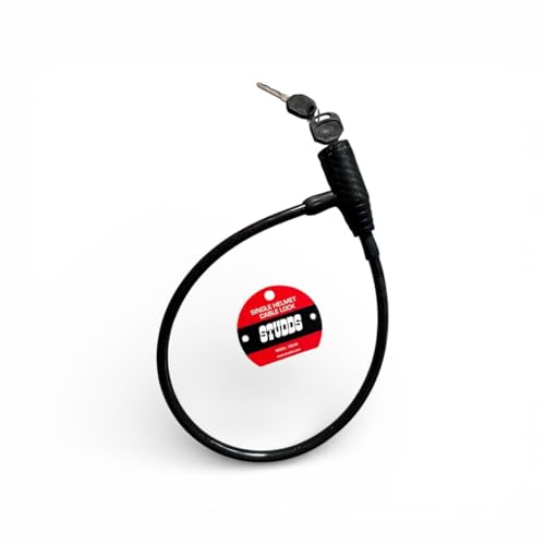 Image of Studds Heavy Duty Helmet Cable Lock for Motorcycle & Scooter - Anti-Theft Braided Steel Security Wire with 2 Computerized Keys - Universal Fit, Weather-Proof (Black)