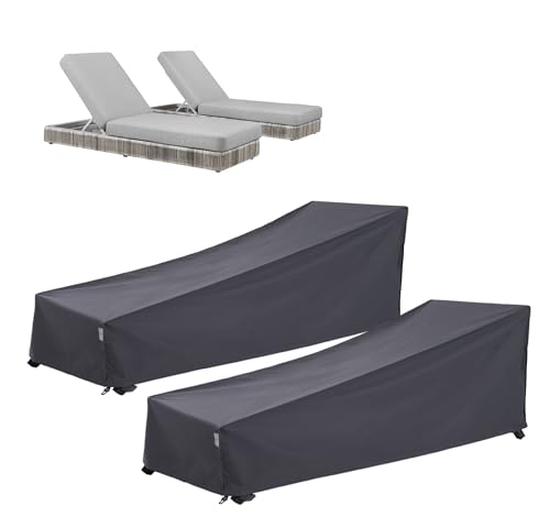 F&J Outdoors Sonnenliege Abdeckung Wasserdicht Schutzhüllen für Gartenliegen Strand Pool Liegestuhlschoner Hotel Sonnenliege plane gartenmöbel wasserdicht schutzhülle 2 Stück, 168x71x35.5/102cm, Grau