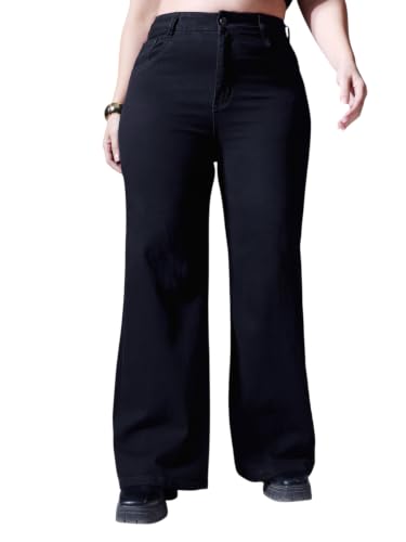 Image of Miss Chase A+ Women's High Rise Regular-Length Stretchable Denim Wide-Leg Shaping Jeans