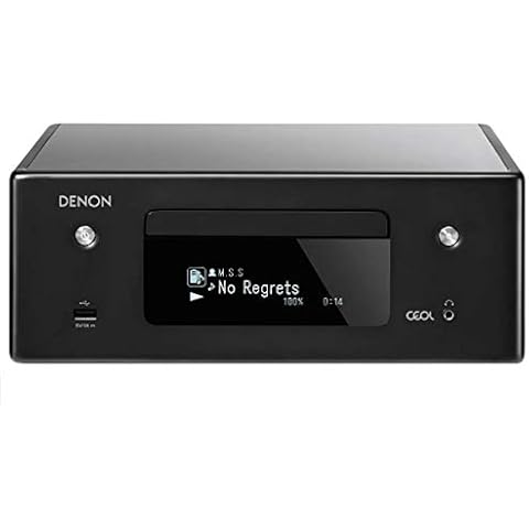 Denon CEOL-N10 Audio Receiver with CD Player, HiFi Amplifier for TV Sound, Bluetooth, 2x Optical Input, Google Assistant / Siri / Alexa Compatible, Music Streaming, HEOS Multiroom - Black Cover