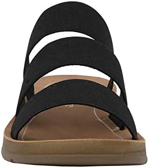 CUSHIONAIRE Women's Indy 3 Band Stretch Sandal 11 Black