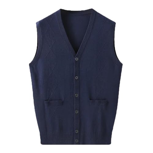 Men's Fahsion Sweater Vest Casual Sleeveless Relax Fit Lightweight V-Neck Knitted Button Cardigan Vest