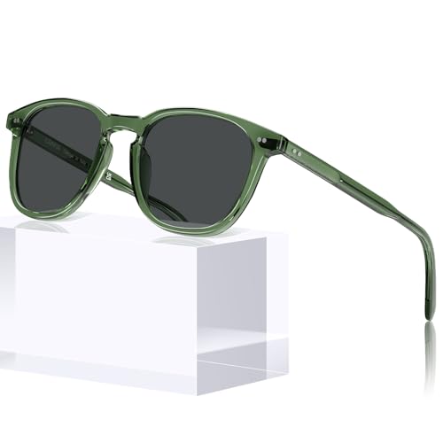 Image of CARFIA Retro Cool Acetate Polarized Sunglasses for Men UV Protection, Outdoor Fashion Driving Eyewears Male Square Sunnies