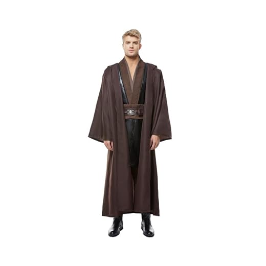 Lixinya Disfraz de túnica de Kenobi de Wars con capucha, juego completo para Halloween, carnaval, fiesta, cosplay, traje medieval, túnica para hombre (S, café)