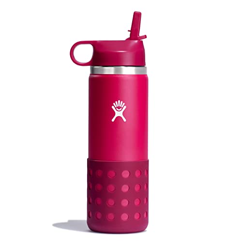 Image of Hydro Flask 20 Oz Kids Wide Mouth Straw Cap And Boot Peony