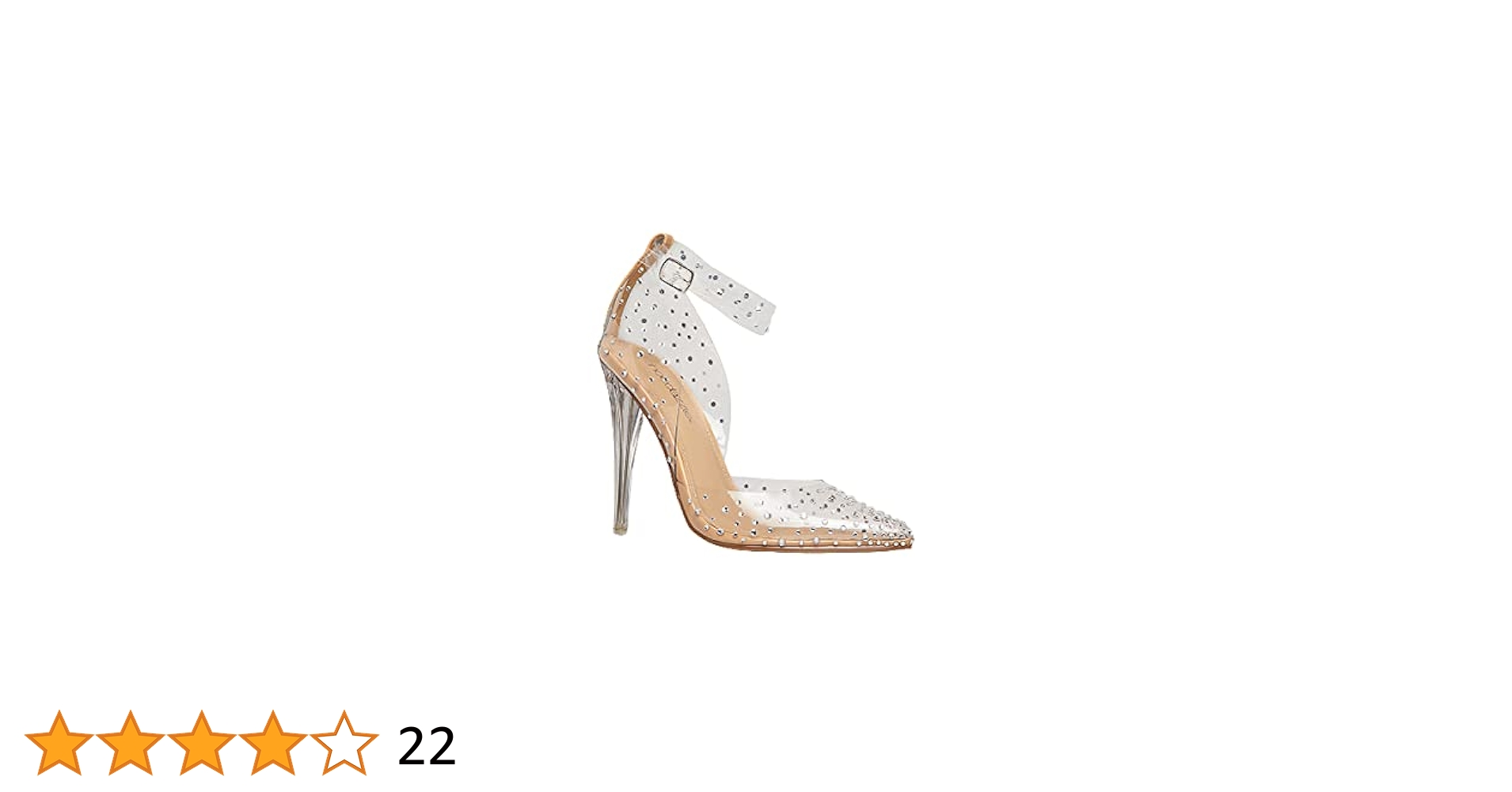 SHOEDAZZLE Mika Clear Heels for Women Ankle Strap Rhinestone