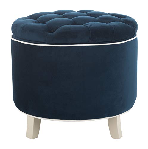 Safavieh Hudson Collection Amelia Tufted Storage Ottoman, Navy #TOP4