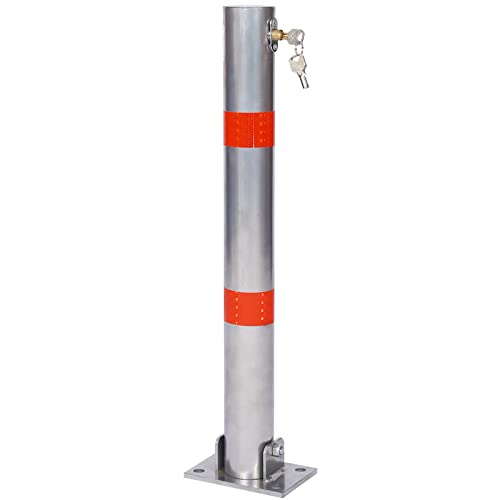 Round Parking Bollard Safety Bollard Pole Barrier with Lock, 27.6