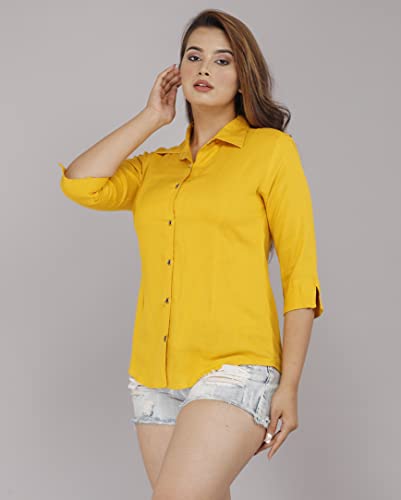 Image of Women Solid Shirt for Office & Casual wear | 3 /4th Sleeves Spread Collar