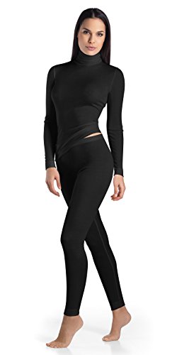 HANRO Women's Silk Cashmere Turtleneck Shirt, Black, Large
