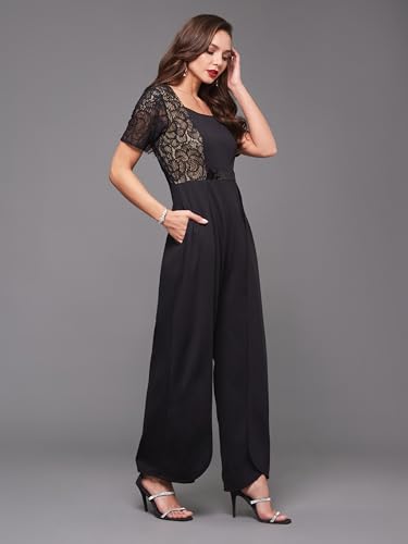 Image of Miss Chase Women's Self Design Cut-Out Georgette Jumpsuit