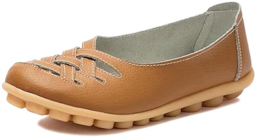 Fangsto Women's Cowhide Leather Loafers Flats Sandals Slip-On