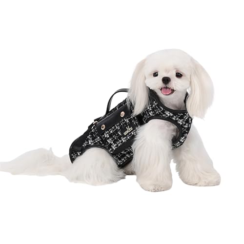 Wakytu 犬用 リフトハーネス キャリア VESハーネス 調整可能なリード付き 小型犬用 おやつポーチ付き ブラック Mサイズ