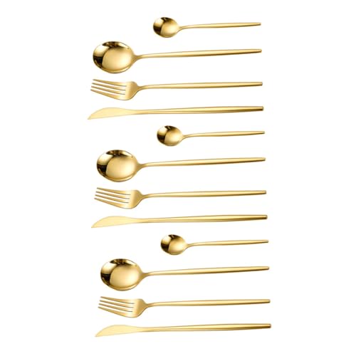 Cabilock 12pcs Stainless Steel Silverware Set Spoon Fork Knife Home Tableware Royal Silverware