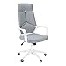 Monarch Specialties Swivel Desk Chair with Armrests and Segmented Padded Backrest-Adjustable Height/Tilt-Executive Office, 25" L x 24.5" W x 45.75" H, Grey Fabric/White