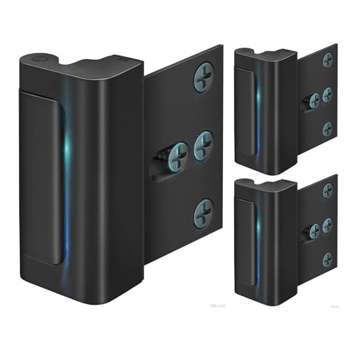 Home Security Door Lock, 3 Pack Childproof Door Reinforcement Lock,Upgrade Flip High Night Lock to Defend Your Home Kids (3, Black)