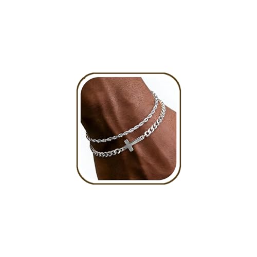 RANKEEF Cross Bracelet and Rope Bracelet Set