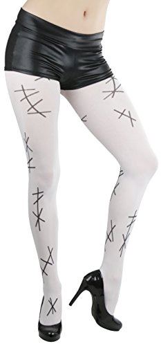 Image of ToBeInStyle Women's Bloody Stitches Scar Zombie Frankenstein Costume Tights Pantyhose Living Dead