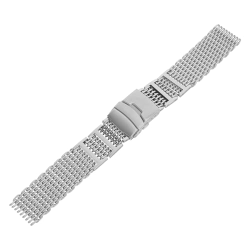 Bracelet de montre en acier inoxydable argenté FRCOLOR premium avec maille requin robuste
