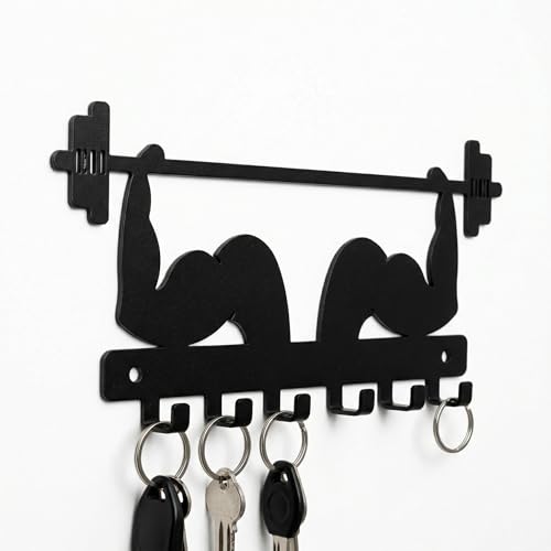Image of Ventuos Metal Wall Mounted Key Holder with 6 Hooks, Dumbbell Hand Design, Key Organizer for Home Office Bedroom Entryway