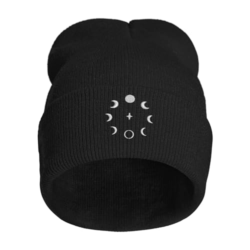 Image of Embroidery Goth Beanie Knit Hats for Men & Women, Embroidery Winter Hats Skull Cap