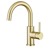 EINFACHE BEDIENUNG: Der Wasserhahn Gold lässt sich einfach 360° drehen. Perfekt für zwei Spülbecken. Diese Mischbatterie Gold ist sowohl für die kleine Küche als auch für das Bad geeignet.