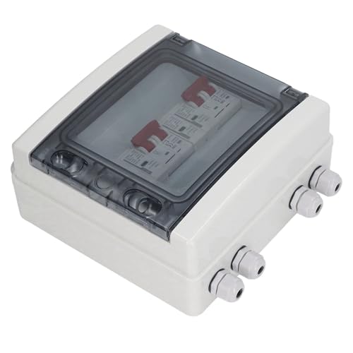 Interruttore Automatico Miniaturizzato CC, Sezionatore Solare CC 500 V, Scatola Combinata Fotovoltaica con Protezione Sovratensione 2 in 2 Uscite, 32 A 20‑40 KA, IP65