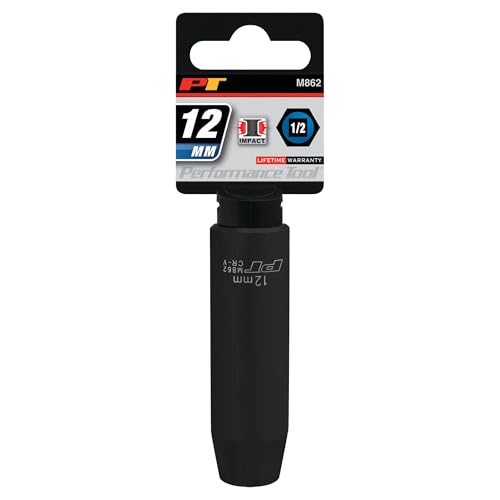 Image of Performance Tool M862 1 /2 Drive 6pt Impact Socket, 12mm - Heavy Duty Socket for High Torque Applications and Professional Use