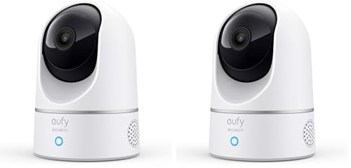eufy Security Indoor Cam E220, 2K Überwachungskamera, Schwenk-Neige-Sicherheitskamera, WLAN, Personenerkennung, Nachtsicht, Bewegungssensor, HomeBase Nicht kompatibel(Generalüberholt) (Packung mit 2)