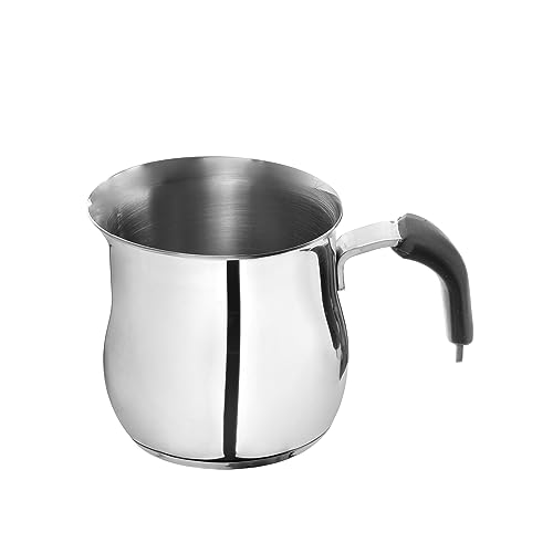 Bricco in acciaio con una capacità di 0,30 l e manico in silicone