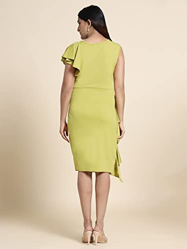 Image of Pandadi Saree Women's Stretchable Bodycon Lycra Dress Green