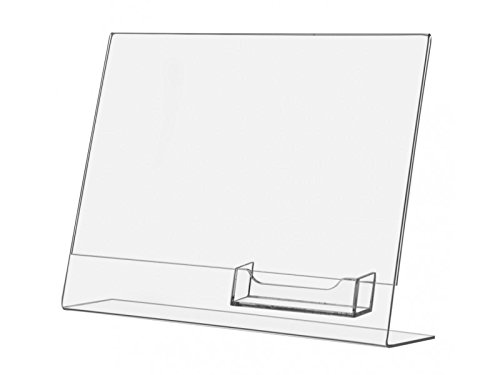 Marketing Holders 6 Pack Acrylic Sign Holder for 11" x 8.5" Signs with 3.5" x 2" Appointment Card Slot Clear Slanted Side Load Display for Counters in