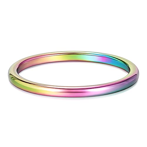 Image of TRUMIUM 2mm 4mm 6mm 8mm Tungsten Wedding Band Ring for Men Women Silver /Rose Gold Plated /Rainbow /Gold Plated Domed High Polish Engagement Promise Rings Comfort Fit 4-15