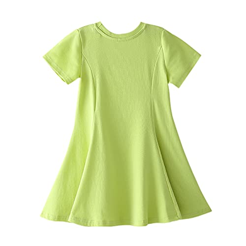 Toddler Girls Short Sleeve Swing Dress Little Kids A-Line Skater Twirl Summer Casual Dresses (12Months-7years)2