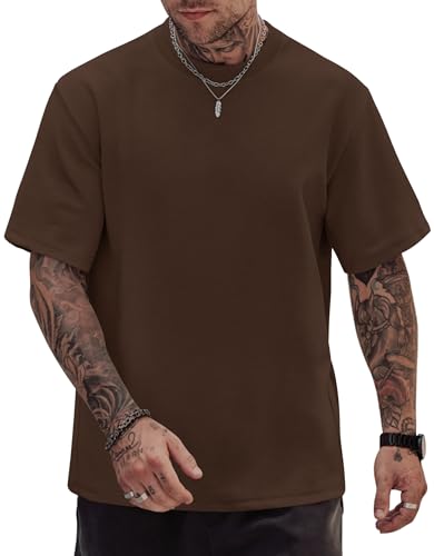 Image of Herberton Mens Oversized T-Shirts Heavyweight Cotton Stretch Fashion Thick Tee Tops (S-3XL)