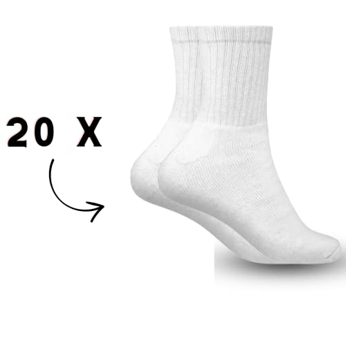 Kit 20 Pares Meias Masculina Branca Cano Médio Alto Grossa Algodão