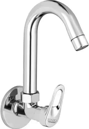 SPAZIO Hexa Collection Sink Cock/Sink Faucet/Kitchen Tap for Hot/Cold Water with 360 Degree Revolving Spout, Wall Flange & Aerator Foam Flow - Pack of 1