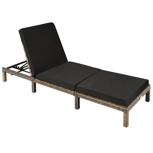 TecTake Lettino Prendisole in Rattan 196x66x22 cm