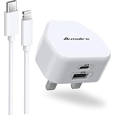 Avoalre iPhone Fast Charger Plug and Cable 20W USB C Charger Plug 2 Ports with A 2m USB C to Lightning Cable PD3.0 for iPhone 14 13 12 11 Pro Max Mini XR XS X SE 2020 8 Plus iPad Pro AirPods Cover