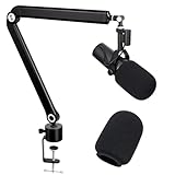 【Perfekte Kompatibilität】Mikrofonständer mit Standard 3/8 Zoll auf 5/8 Zoll Adapter, kompatibel mit den meisten Standard-Mikrofonen - Shure SM7B, HyperX QuadCast, SoloCast, Razer Mini, Blue Yeti, Blue Snowball, Rode, Shure MV7, Shure MV7X, Fifine K669B und andere Mikrofone. Mikrofonabdeckung nur für SM7B