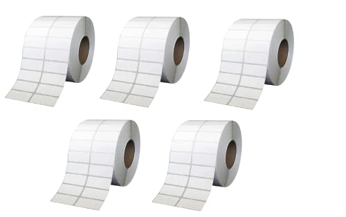 Image of True-Ally 50x38 Direct Thermal Barcode Label Sticker - 2 x 1.5 inch - 50mm x 38mm - 2 Ups - 2000 Labels Per Roll - White Self Adhesive Sticker for Printing Barcoding (5 Roll Per Pack (10000 Labels))