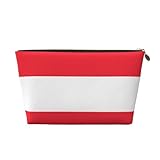 Austrian Flag Pattern Women'S Cosmetic Bag Leather Handbag Portable Large Capacity Zipper Travel Bag Storage Bag