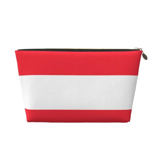 Austrian Flag Pattern Women'S Cosmetic Bag Leather Handbag Portable Large Capacity Zipper Travel Bag Storage Bag
